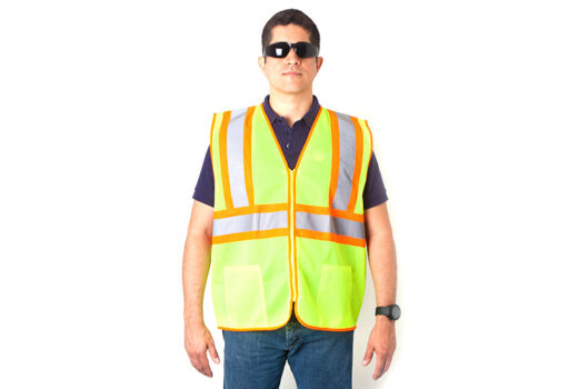 Reflective vest mesh woven with zipper and pockets